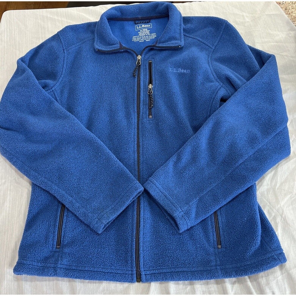 LL Bean Polartec Royal Blue Full Zip Jacket 284630 Mens Size Small